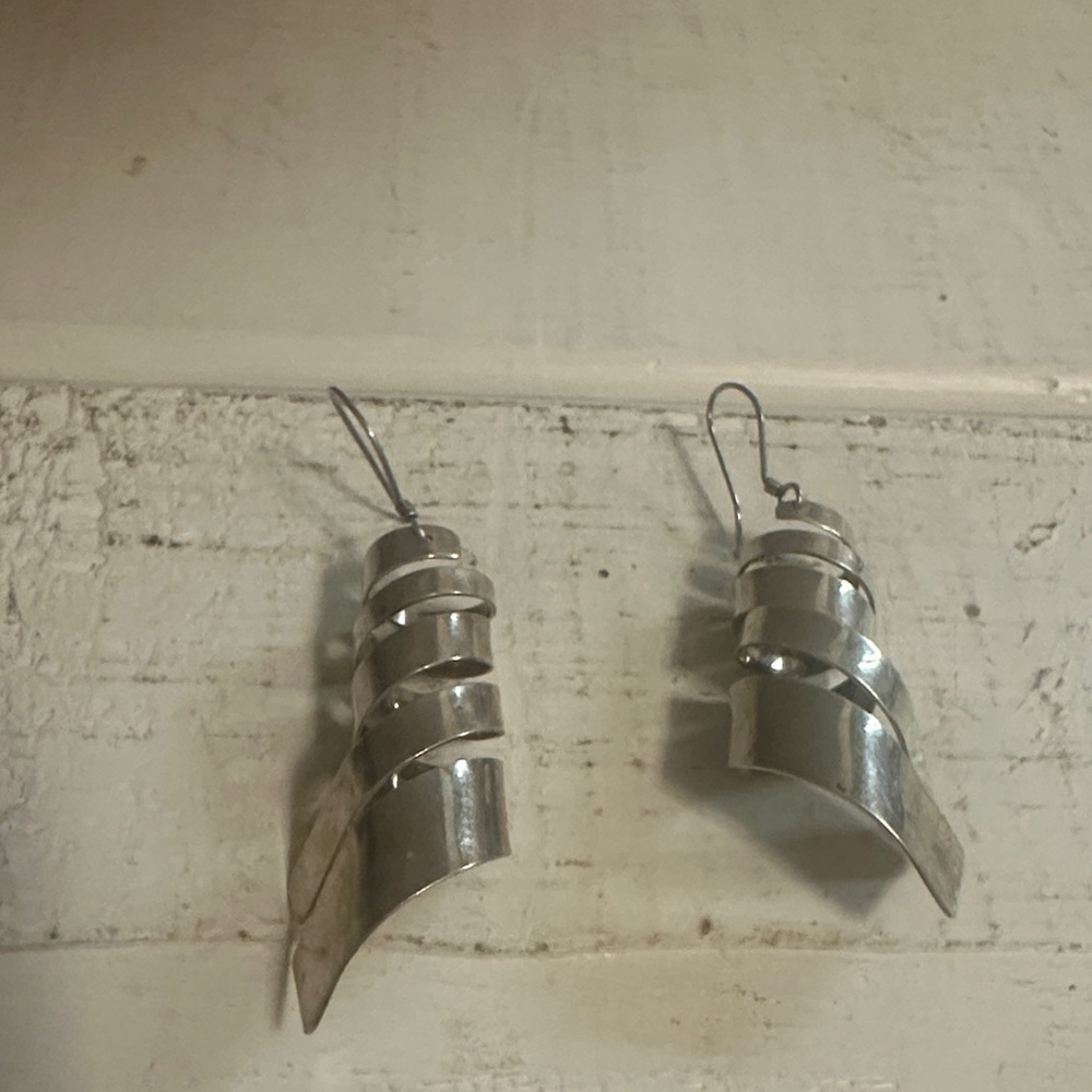 Sterling Silver 925 Spiral Drop Earrings